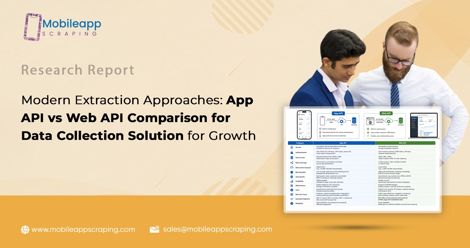 Modern Extraction Approaches: App API vs Web API Comparison for Data Collection Solution for Growth